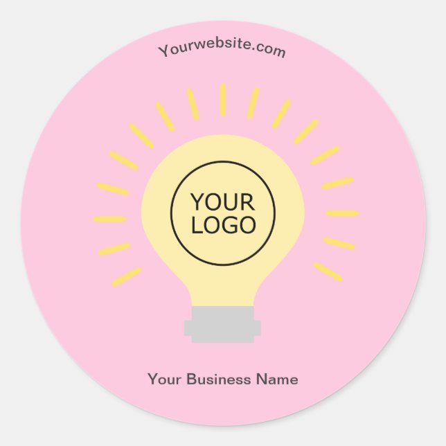 Electric Light Your Logo Pale Pink Custom Business Classic Round Sticker (Front)