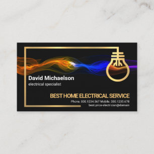Electric Lightning Gold Electrical Circuit Frame Business Card