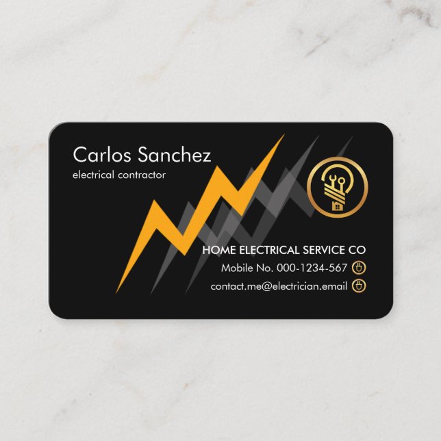 Electric Lightning Powers Electrician Business Card (Front)