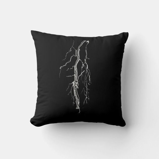 Electric Lightning Strike Throw Pillow (Front)
