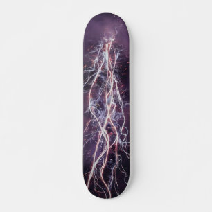 Electric Lightning White Purple Pattern Skateboard