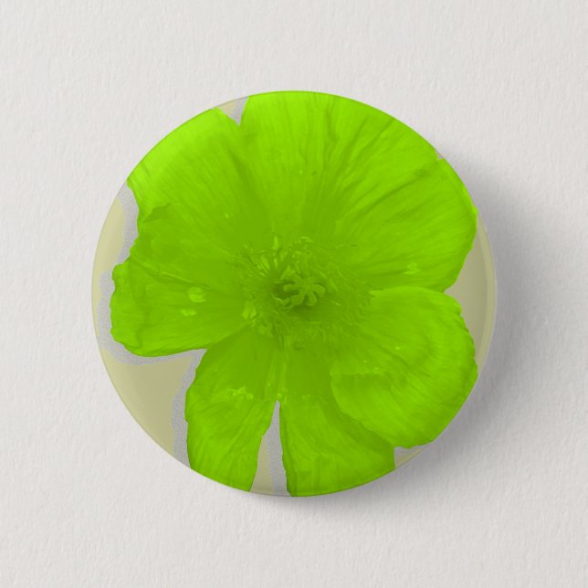 Electric Lime/ PopArt Flower 6 Cm Round Badge (Front)