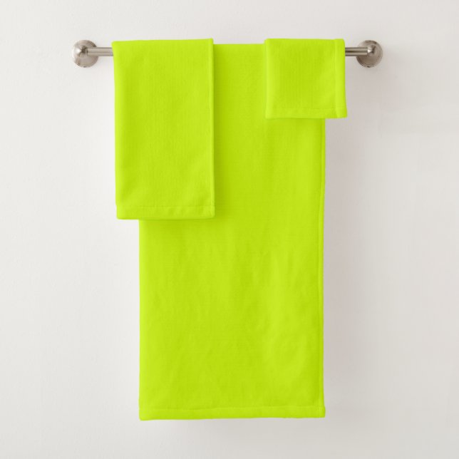 Electric Lime Solid Plain Colour  Bath Towel Set (Insitu)