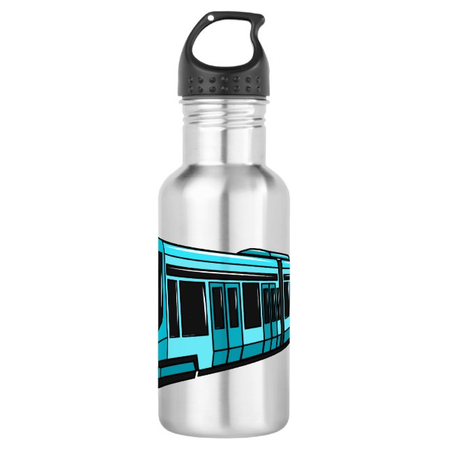 Electric locomotive cartoon illustration 532 ml water bottle (Front)