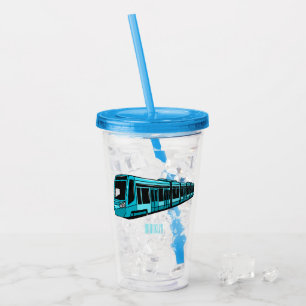 Electric locomotive cartoon illustration acrylic tumbler