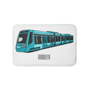 Electric locomotive cartoon illustration bath mat