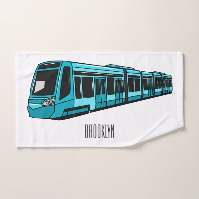 Electric locomotive cartoon illustration bath towel set (Hand Towel)