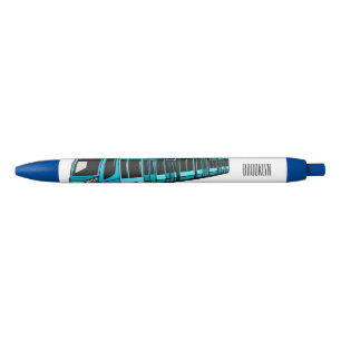 Electric locomotive cartoon illustration black ink pen