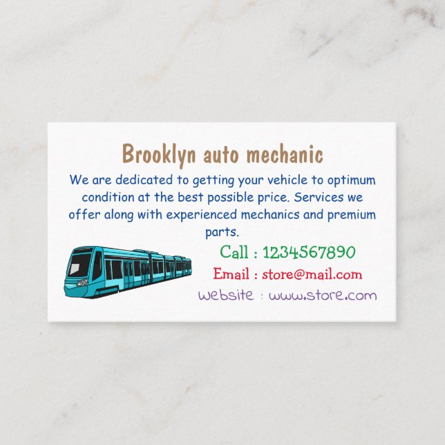 Electric locomotive cartoon illustration business card (Front)