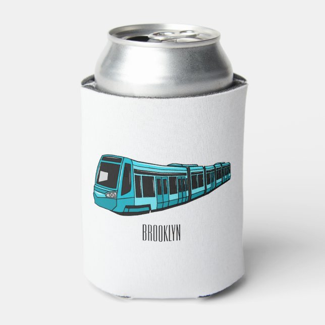 Electric locomotive cartoon illustration can cooler (Can Front)