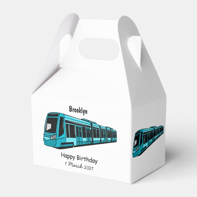 Electric locomotive cartoon illustration favour box (Front Side)