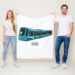 Electric locomotive cartoon illustration fleece blanket