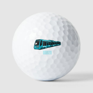 Electric locomotive cartoon illustration golf balls