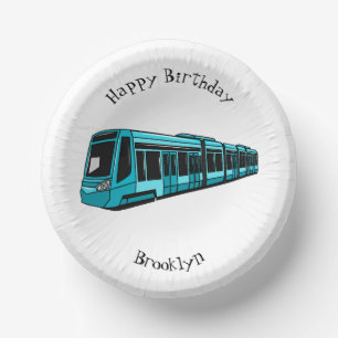 Electric locomotive cartoon illustration paper plate