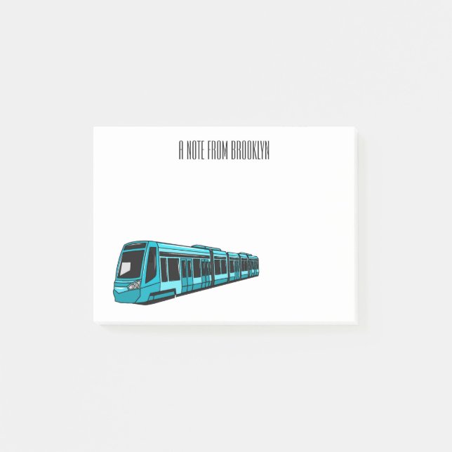 Electric locomotive cartoon illustration post-it notes (Front)