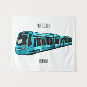 Electric locomotive cartoon illustration tapestry