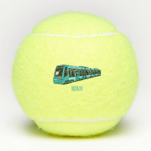 Electric locomotive cartoon illustration tennis balls