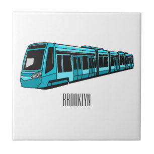 Electric locomotive cartoon illustration tile