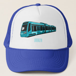 Electric locomotive cartoon illustration trucker hat