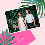Electric Love Neon Pink Heart & Typographic Photo Thank You Card<br><div class="desc">Celebrate your marriage with a splash of neon! Our electric love neon wedding photo thank you card is perfect for couples seeking a bold nightlife vibe, with a modern retro-classy aesthetic. Inspired by the beauty and trendiness of neon signs, we’ve created glowing pink neon script style sign typography, paired with...</div>