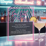 Electric Love Neon Pink Tropical Retro Cocktail Acrylic Sign<br><div class="desc">Celebrate your marriage with a splash of neon! Our electric love neon wedding acrylic cocktail hour menu is perfect for couples seeking a bold nightlife vibe, with a modern retro-classy aesthetic. Inspired by the beauty and trendiness of neon signs, we’ve created glowing pink neon style sign typography, paired with illuminating...</div>