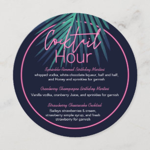 Electric Love Neon Pink Tropical Retro Cocktail Me Menu
