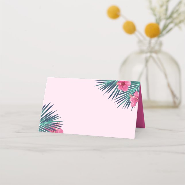Electric Love Neon Pink Tropical Retro Food Labels Place Card (Front)