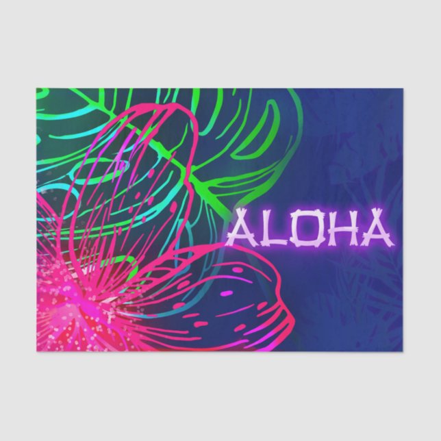 Electric Luau Tropical Night Aloha Birthday Party Tissue Paper (Front)
