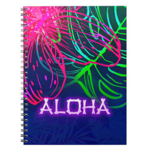 Electric Luau Tropical Night Neon Aloha Paradise Notebook