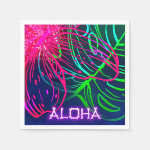 Electric Luau Tropical Night Neon Aloha Party Napkin