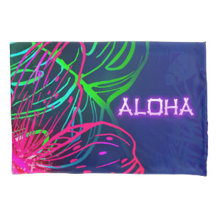 Electric Luau Tropical Night Neon Aloha Pillowcase