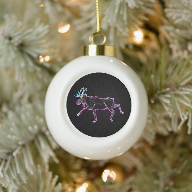 Electric Moose Ceramic Ball Christmas Ornament (Tree)