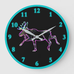 Electric Moose Large Clock