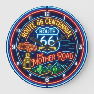 Electric Mother Road Route 66 Centennial Large Clock