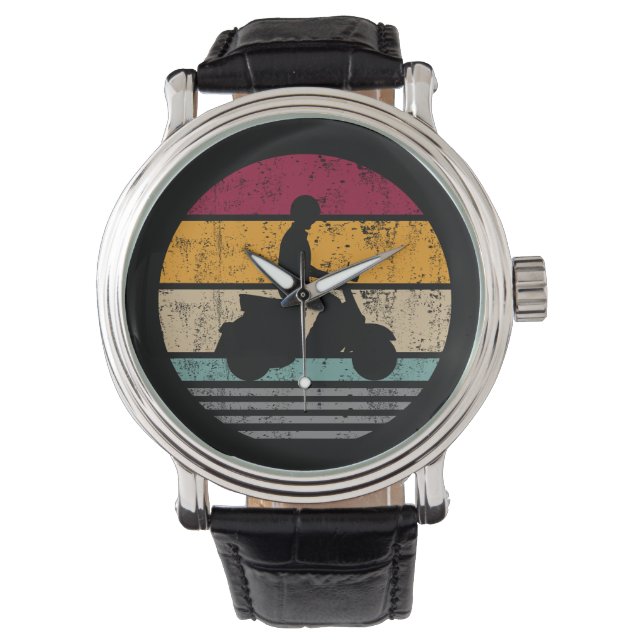 Electric motor Scooter Retro Silhouette Gift Watch (Front)