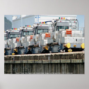 Electric "mules," Pedro Miguel Locks, Panama Canal Poster