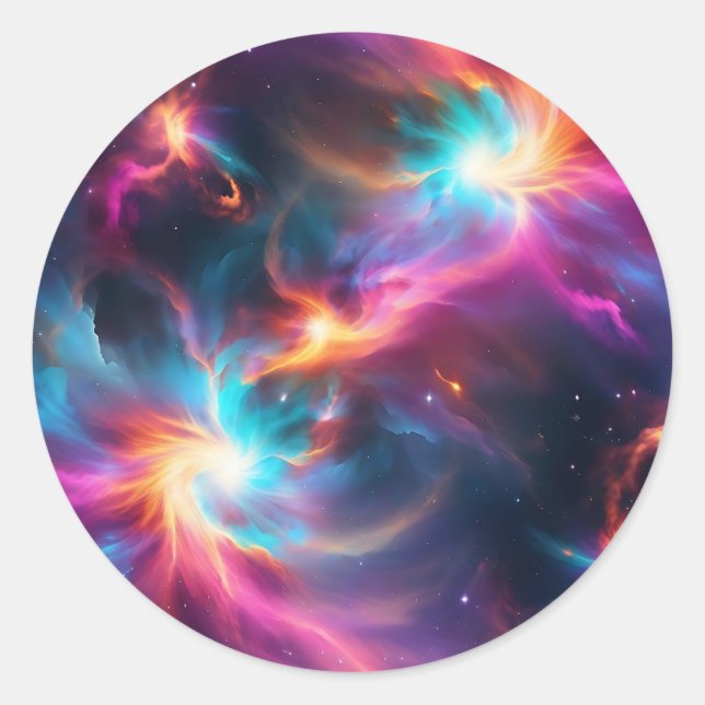 Electric Nebula Space Classic Round Sticker (Front)