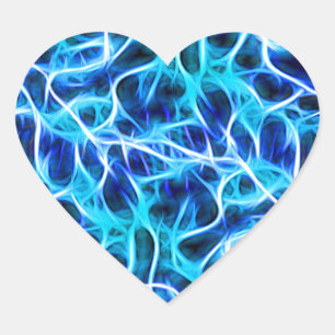 Electric Neon Aqua Blue Teal Lightning Heart Sticker