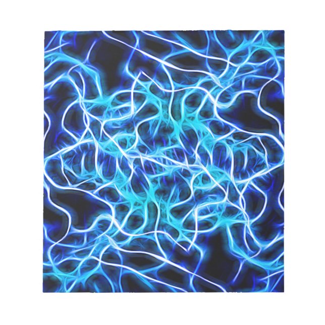 Electric Neon Aqua Blue Teal Lightning Notepad (Front)