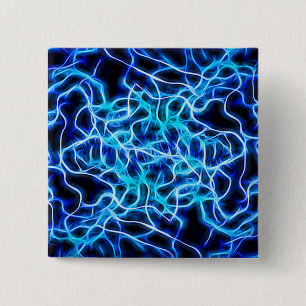 Electric Neon Blue Tesla Coil Lightning 15 Cm Square Badge