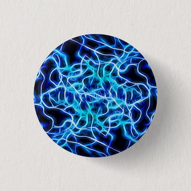 Electric Neon Blue Tesla Coil Lightning 3 Cm Round Badge (Front)