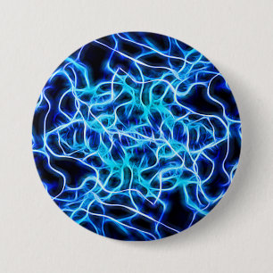 Electric Neon Blue Tesla Coil Lightning 7.5 Cm Round Badge