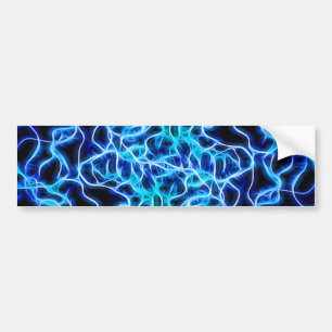 Electric Neon Blue Tesla Coil Lightning Bumper Sticker