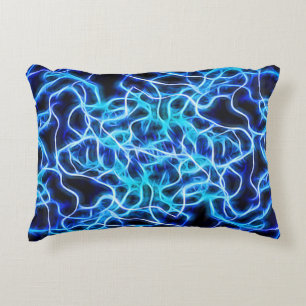 Electric Neon Blue Tesla Coil Lightning Decorative Cushion