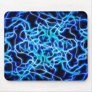 Electric Neon Blue Tesla Coil Lightning Mouse Mat