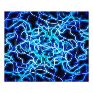 Electric Neon Blue Tesla Coil Lightning Photo Print