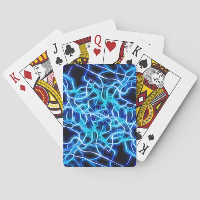 Electric Neon Blue Tesla Coil Lightning Playing Cards (Back)
