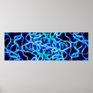 Electric Neon Blue Tesla Coil Lightning Poster