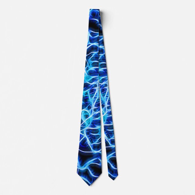 Electric Neon Blue Tesla Coil Lightning Tie (Front)