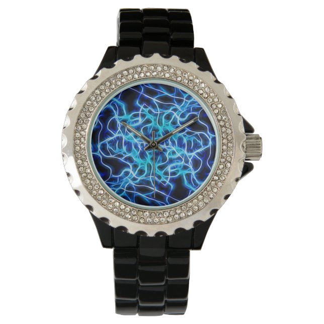 Electric Neon Blue Tesla Coil Lightning Watch (Front)